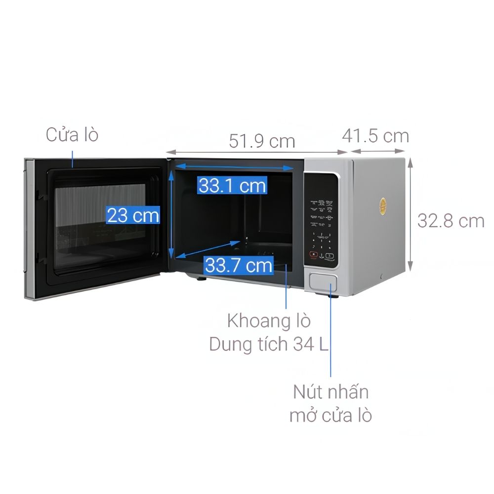 Kích thước Toshiba ER-SGS34(S1)VN