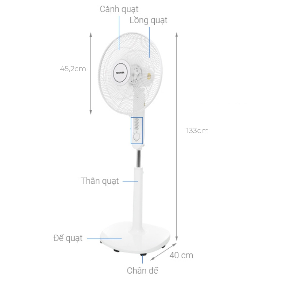 Kích thước Toshiba F-LSA10(W)VN