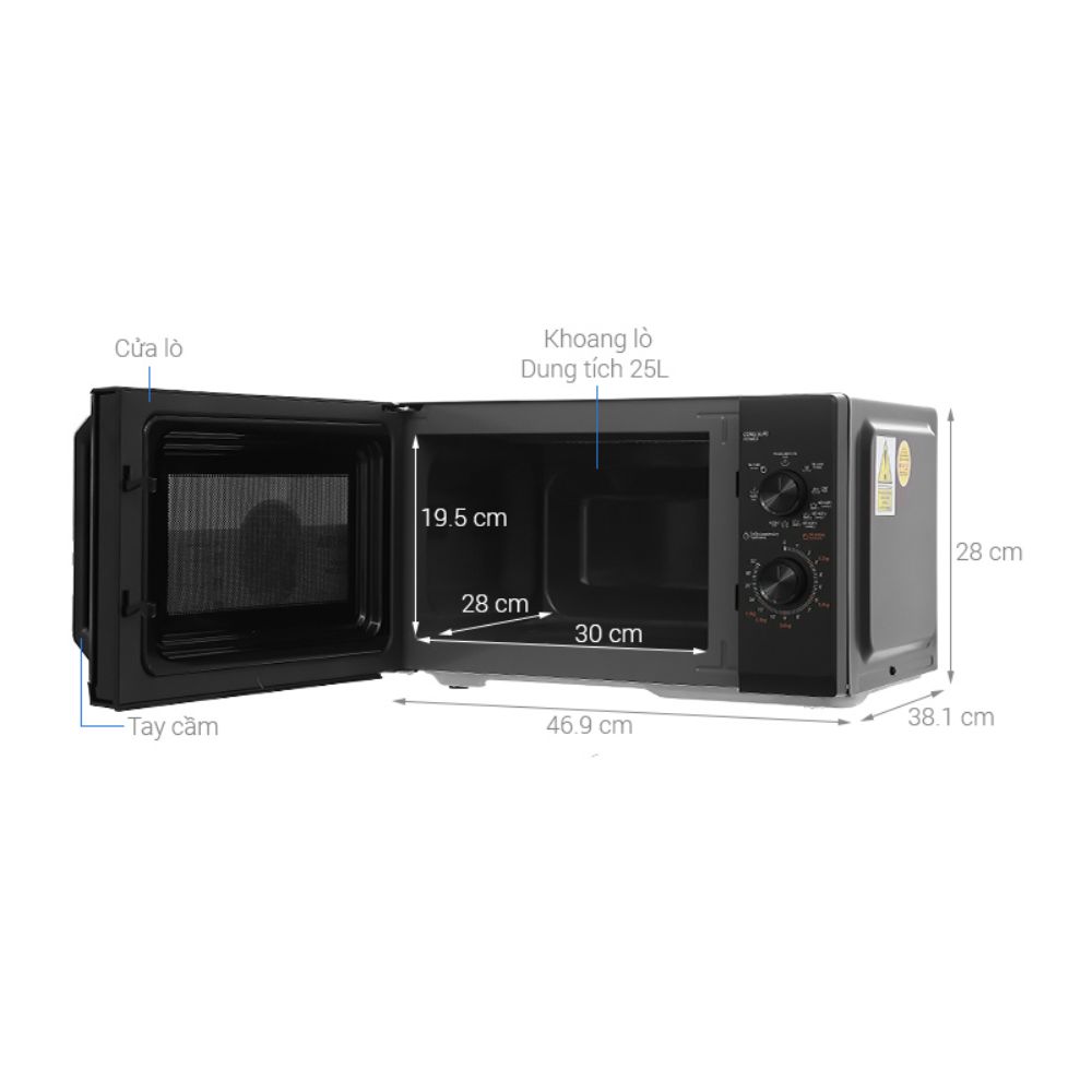 Kích thước Toshiba MW3-MG25PE(BK)