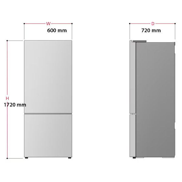 Kích thước Tủ Lạnh Ngăn Đá Trên LG LBB33BLGA