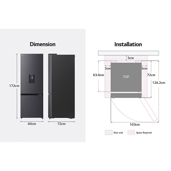 Kích thước Tủ lạnh ngăn đá dưới LG LBD33BLMA