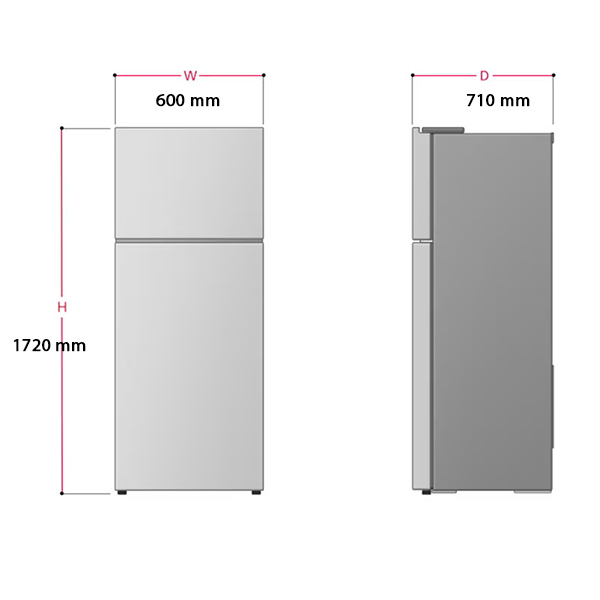 Kích thước Tủ Lạnh Ngăn Đá Trên LG GN-M332BL