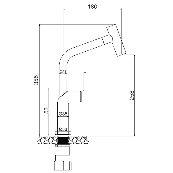 kích thước Vòi rửa chén Malloca K2206-CR