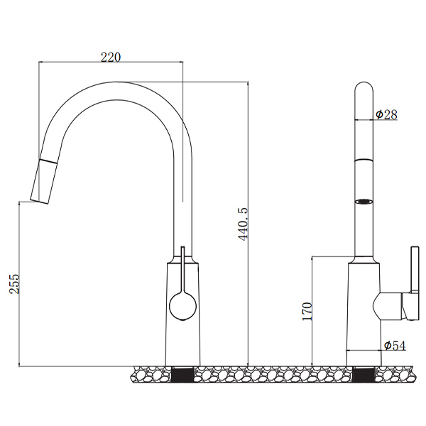 Kích thước Vòi rửa chén Kluger KLF0032SC
