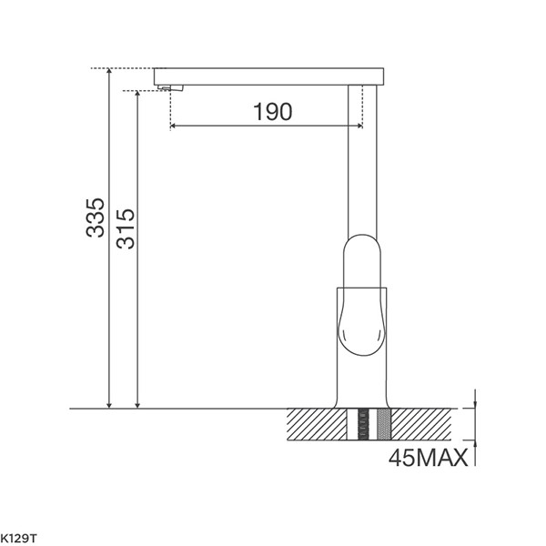 kích thước Vòi rửa chén Malloca K129T