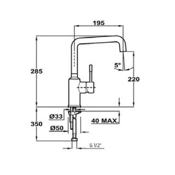 kích thước Vòi rửa chén Teka FRAME 915 509150210