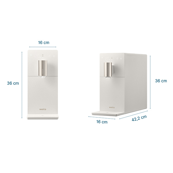 kích thước Máy lọc nước nóng lạnh Wells Slim One Trắng
