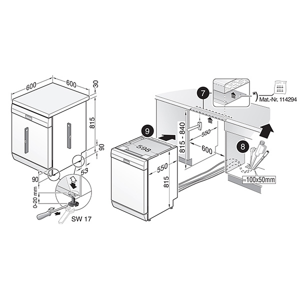kích thước 1 Bosch SMS4HTI16E Series 4