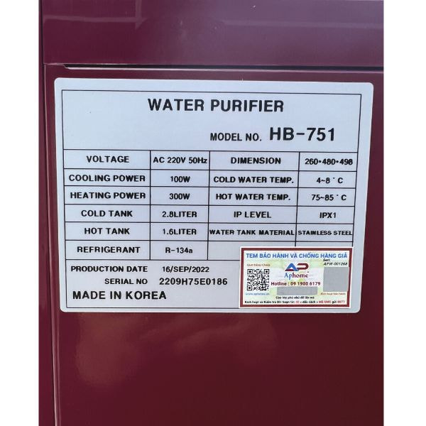 Máy lọc nước nóng lạnh Humero HB751 Wine-9