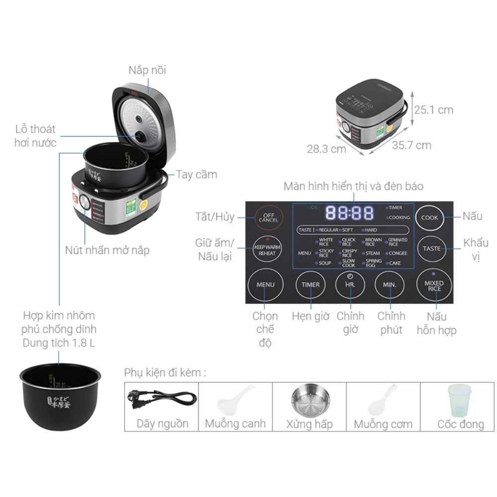 Nội thất chi tiết Toshiba RC-18IP1PV