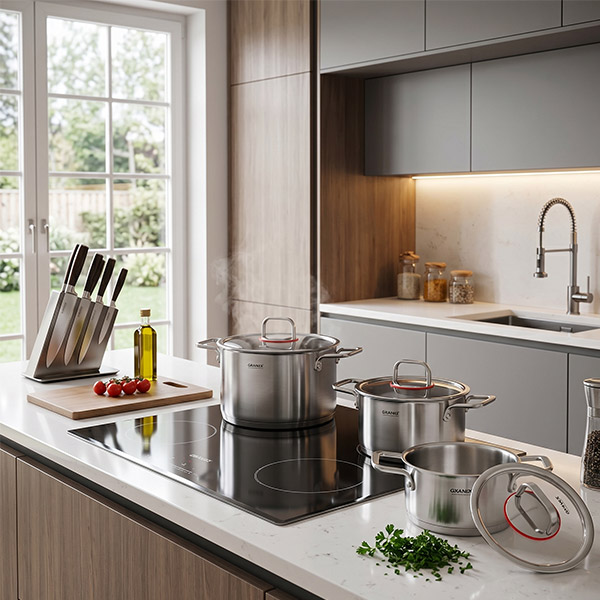 Phối cảnh Bộ nồi inox Grandx GX603 Nova