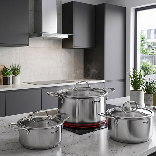 Phối cảnh Bộ nồi inox Grandx GX802 Elano