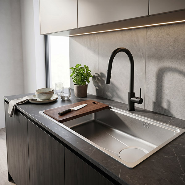 Phối cảnh Chậu rửa chén Handmade GrandX GX8045LV