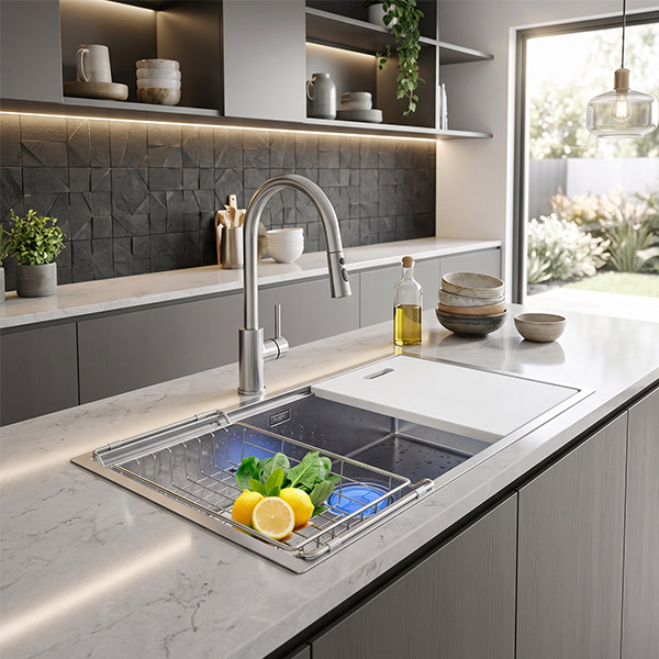 Phối cảnh Chậu rửa chén Handmade GrandX GX8646S