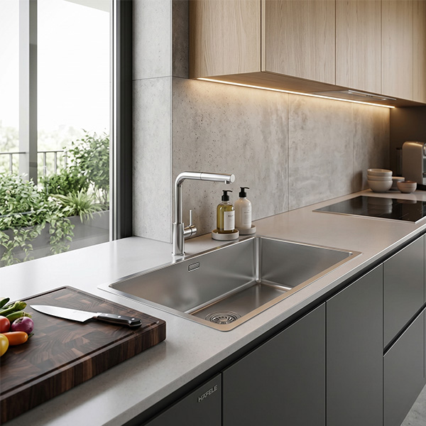phối cảnh Chậu rửa chén Hafele 567.24.407