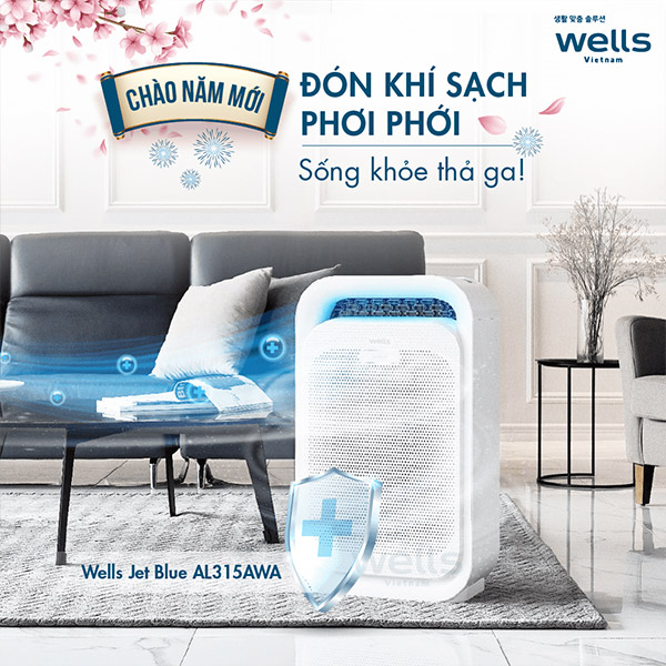 phối cảnh Máy lọc không khí Wells Jet Blue