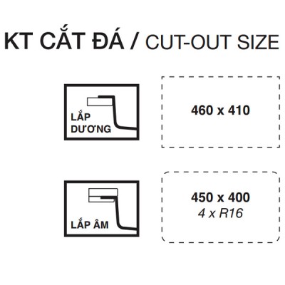 Cắt đá Chậu rửa bát Kluger CUBE Series KU5044FS Basic