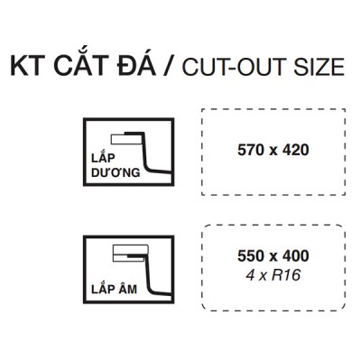 Cắt đá Chậu rửa bát Kluger CUBE Series KU6045FS Basic