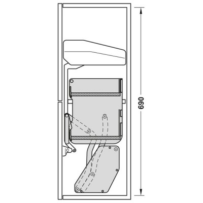 Kích thước 2 Rổ nâng hạ 2 tầng Hafele 504.68.373