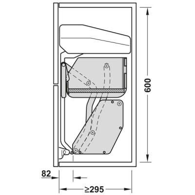 Kích thước 2 Rổ nâng hạ 1 tầng Hafele 504.68.372