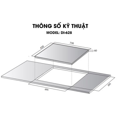 Kích thước BẾP TỪ Kocher DI-628