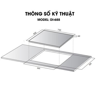 Kích thước BẾP TỪ Kocher DI-688