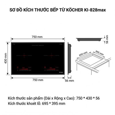 Kích thước BẾP TỪ Kocher DI-882 MAX