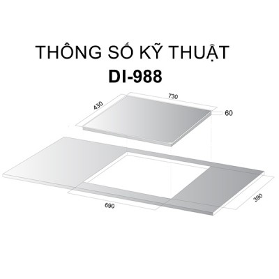 Kích thước BẾP TỪ  Kocher DI-988
