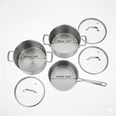 kích thước Bộ nồi 6 món Malloca COZY SA199