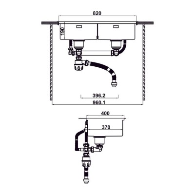 kích thước dưới chậu Hafele 567.94.058