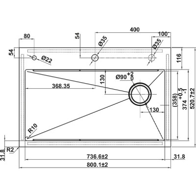 kích thước Chậu rửa chén Hafele 567.24.488
