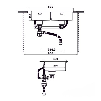 kích thước dưới chậu Hafele 567.94.024