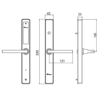 kích thước Khóa điện tử Demax EHL330 AG kích thước Khóa điện tử Demax EHL330 AG