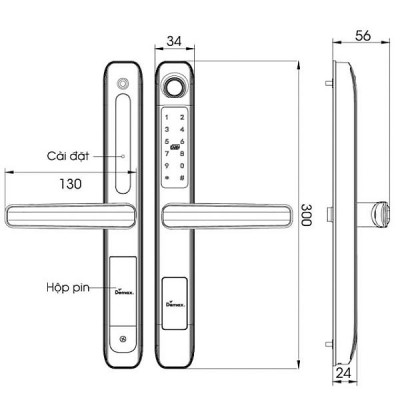kích thước Khóa điện tử Demax EL101 BL kích thước Khóa điện tử Demax EL101 BL