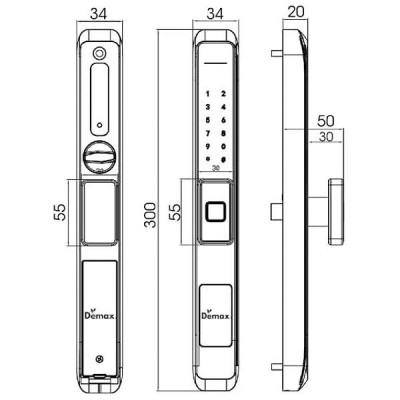 kích thước Khóa thông minh Demax EL506 SD kích thước Khóa thông minh Demax EL506 SD