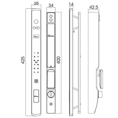 kích thước Khóa thông minh chống nước Demax EL909 AG CNC APP WIFI
