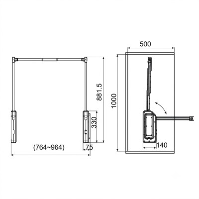 Kích thước Giá Nâng Hạ Cơ Treo Quần Áo Grandx XM.15-1