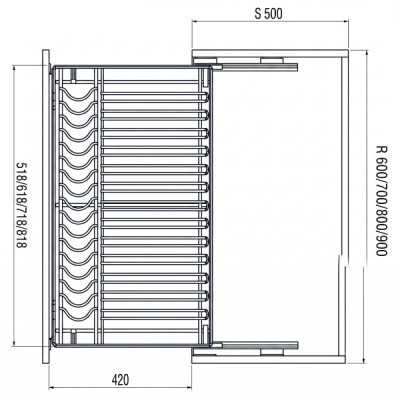 Kích thước Giá Xoong Nồi Nan Oval /SUS304 Grandx XP.80M1