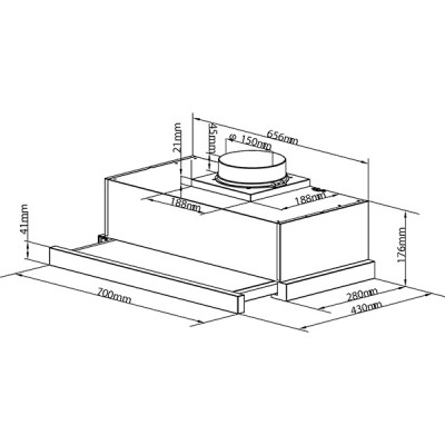 Kích thước Hút mùi âm tủ Grandx GX H70F72B