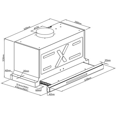 Kích thước Hút mùi âm tủ Grandx GX H70F75SB