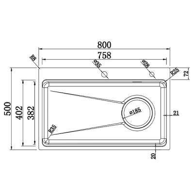 kích thước Chậu rửa chén Handmade GrandX GX8050SV