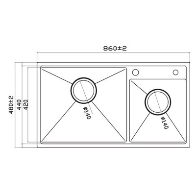 Kích thước Chậu rửa chén Handmade Grandx GX8648DS