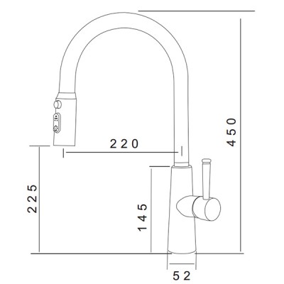 Kích thước Vòi Rữa Chén Grandx GXF03