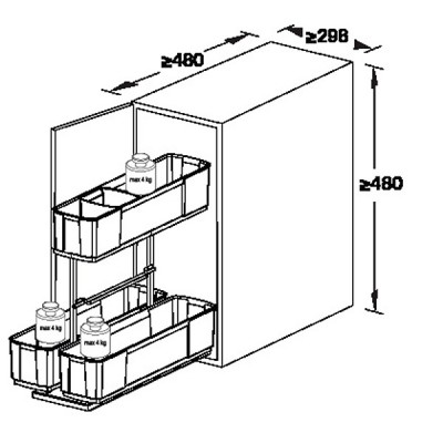 kích thước hộc Hafele 545.48.911