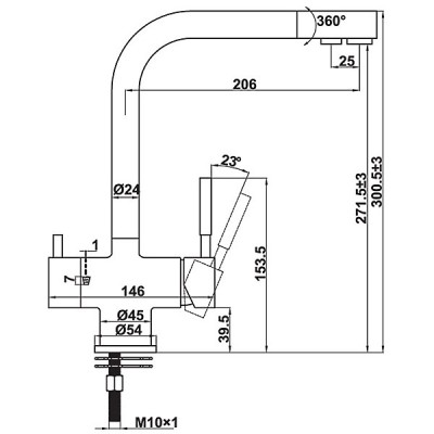 kích thước Vòi Rửa Chén HT21-CH2F271 Hafele 577.55.210