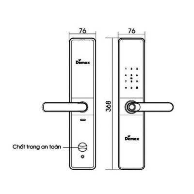 kích thước Khóa điện tử Demax EL-C68 BL