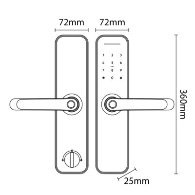 kích thước Khóa vân tay Kassler KL-696 Green Bronze APP Remote