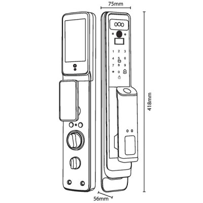 kích thước Khóa điện tử Kassler KL-838 Red Bronze APP