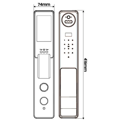 kích thước Khóa điện tử Kassler KL-889 CNC Blue Gray APP