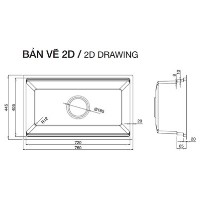 Kích thước Chậu rửa bát Kluger KG7644FB Basic